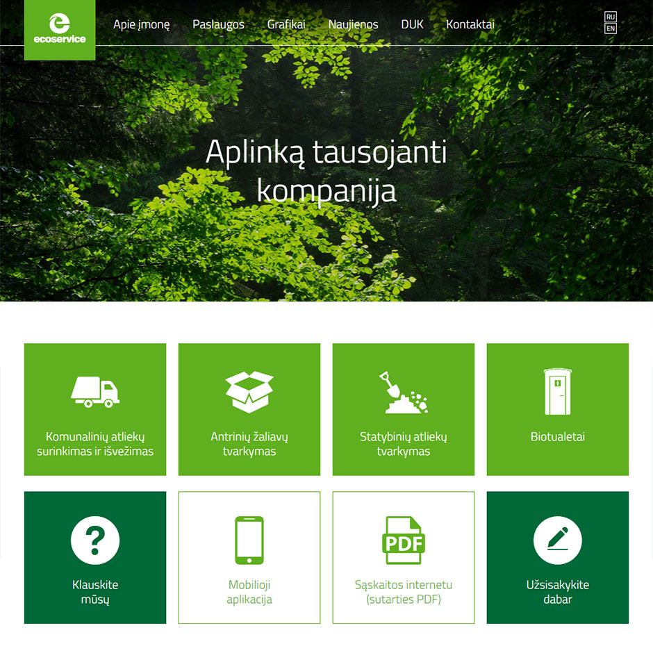 „Ecoservice“ tinklalapio dizainas (2014 m.)