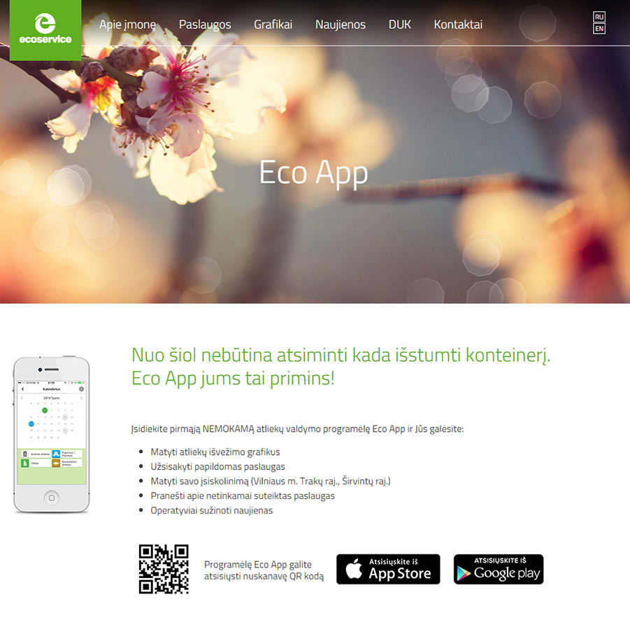 Naujas „Ecoservice“ tinklalapis (responsive)