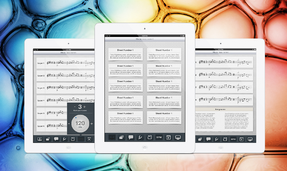 iPad muzikinės programėlės eskizas